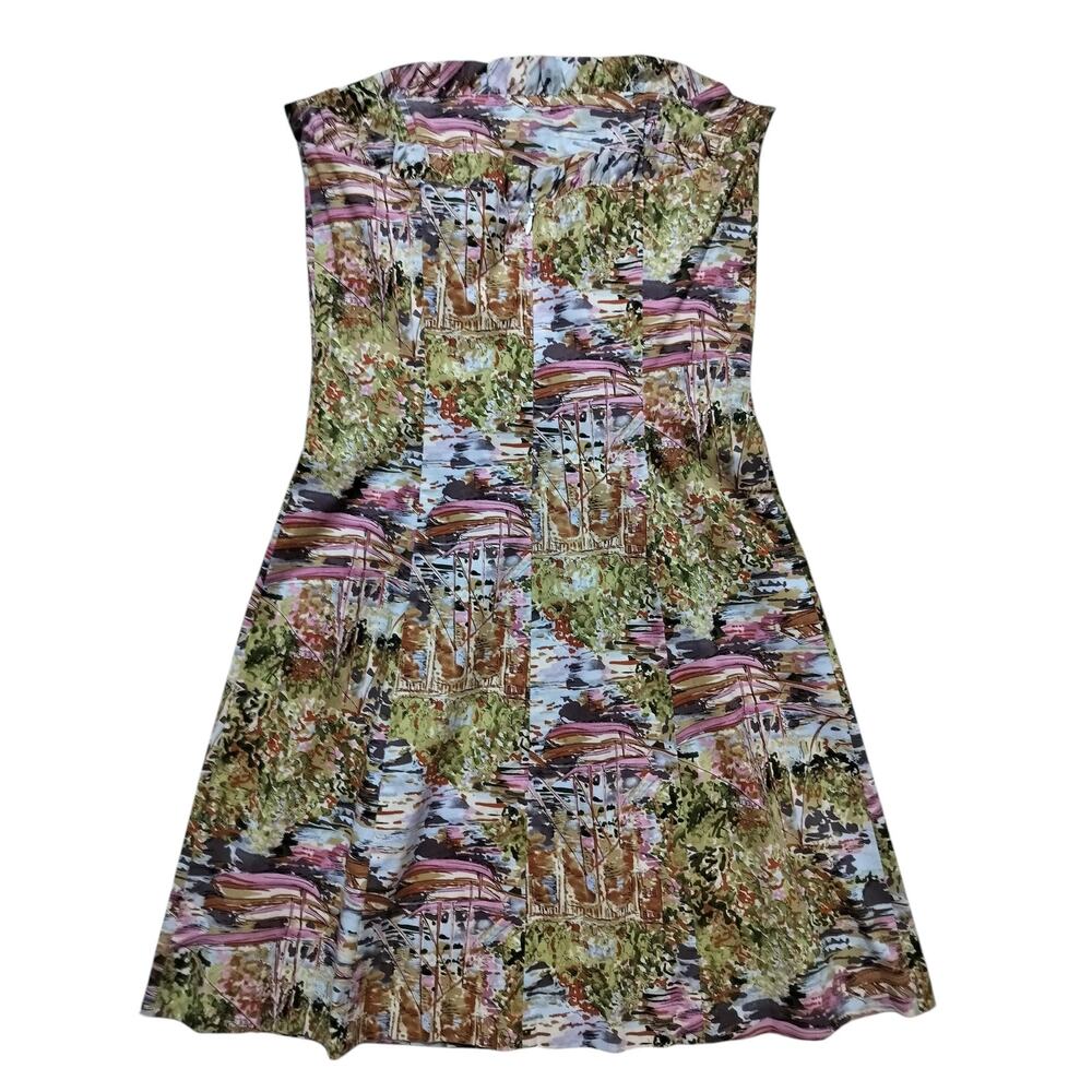 Vintage Robin Jordan fit&flare sailboat garden green print strapless dress sz 6 - Picture 3 of 8